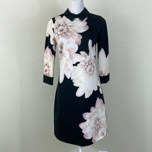 Ted Baker Kida long sleeve collared floral mini dress size 2
